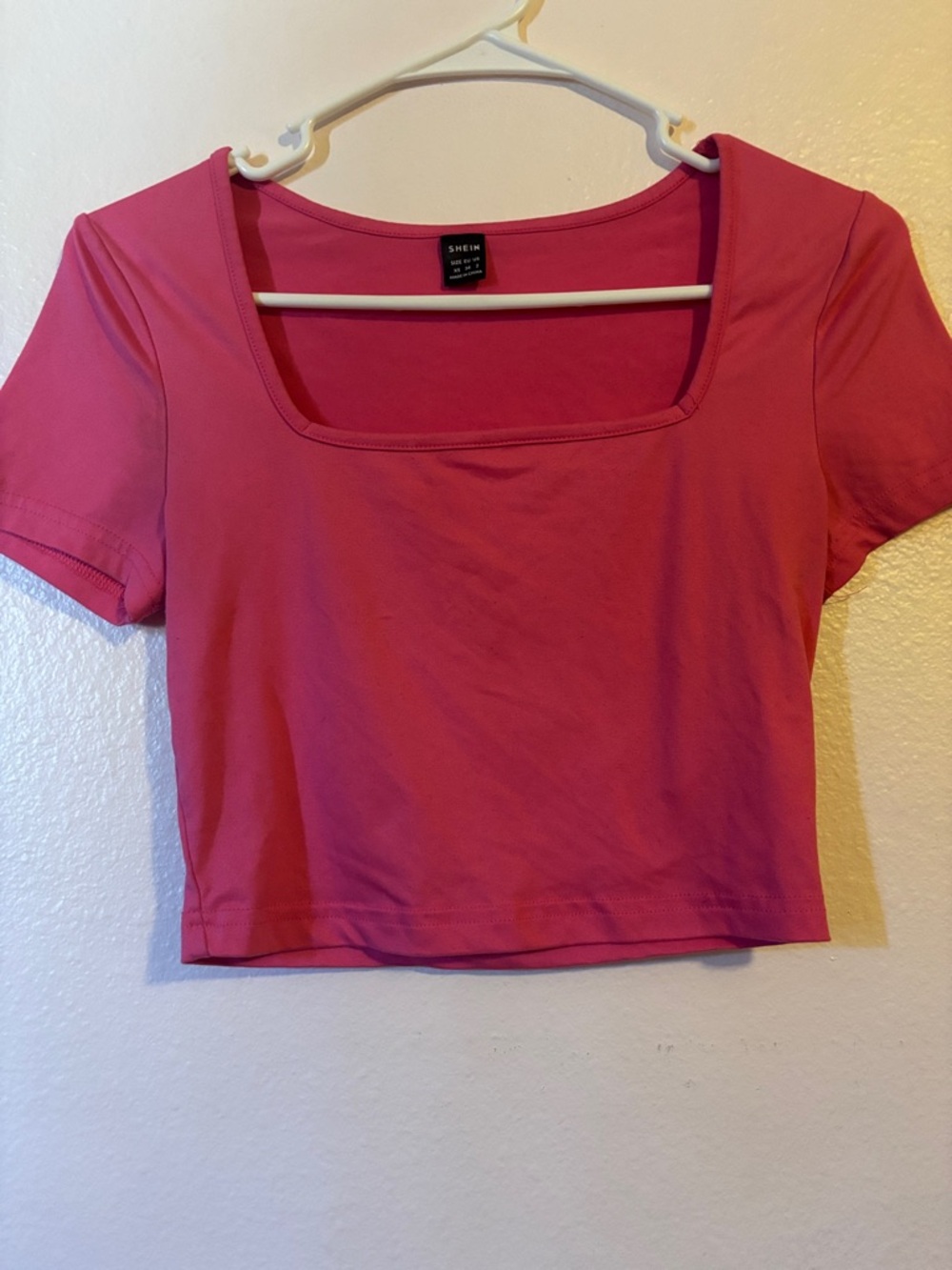 SHEIN Hot Pink Square Neck Crop Top - Size XS